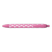 Pink en White Dog Paws Pattern Zwarte Inkt Pen (Achterkant)
