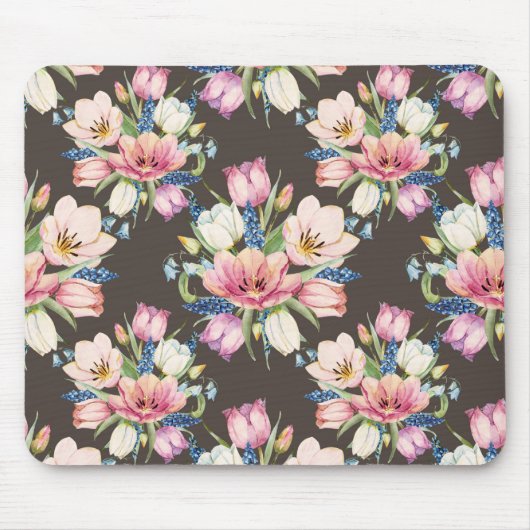 Pink en White Floral Bouquet Pattern Muismat (Voorkant)