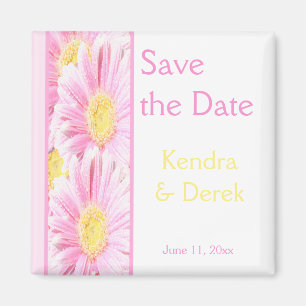 Pink en White Floral Wedding Favor Magnet
