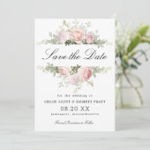 Pink en White Floral Wedding Save The Date (Staand voorkant)