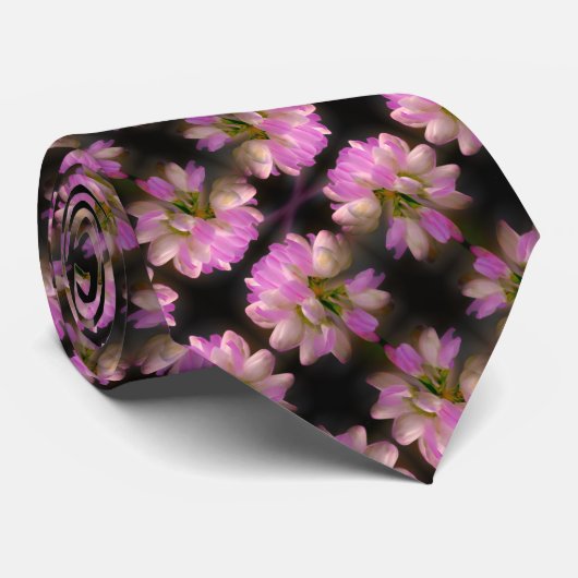 Pink en White Flower Close Up Pattern Stropdas (Opgerold)