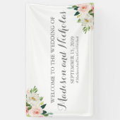 Pink en White Flower Wedding Banner Decoration (Verticaal)