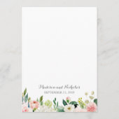 Pink en White Flower Wedding Menu Cards (Achterkant)