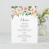 Pink en White Flower Wedding Menu Cards (Staand voorkant)