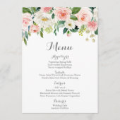 Pink en White Flower Wedding Menu Cards (Voorkant)