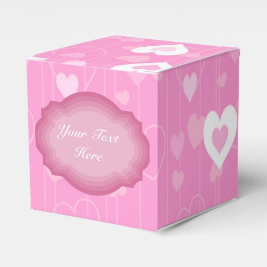 Pink en White Hearts Pattern Cube Favor Box Bedankdoosjes (Voorkant Zijde)