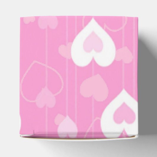 Pink en White Hearts Pattern Cube Favor Box Bedankdoosjes (Bovenkant)