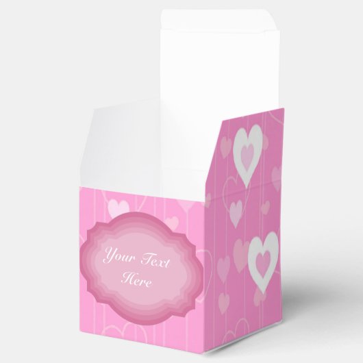 Pink en White Hearts Pattern Cube Favor Box Bedankdoosjes (Geopend)