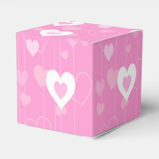 Pink en White Hearts Pattern Cube Favor Box Bedankdoosjes (Achterkant)