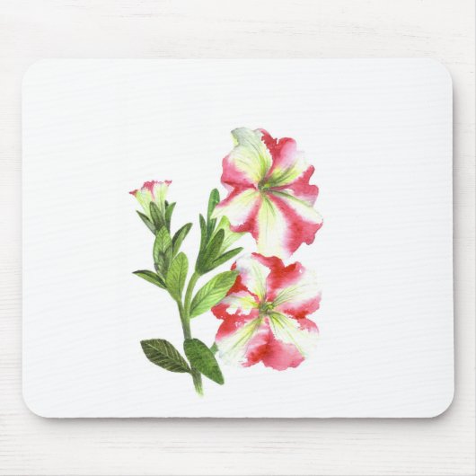 Pink en White Petunias Floral Art Muismat (Voorkant)
