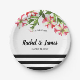 Pink en White Petunias Floral Art Papieren Bordje