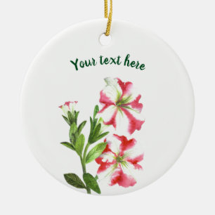 Pink en White Petunias Waterverf Floral Art Keramisch Ornament