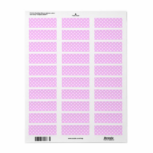 Pink en White Polka Dot Hearts Etiket (Full Sheet)