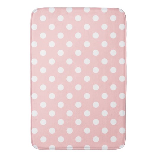Pink en White Polka Dot Pattern Badmat (Voorkant Verticaal)