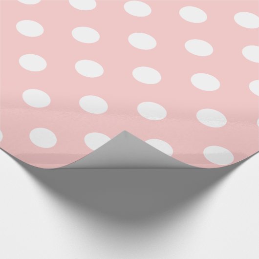 Pink en White Polka Dot Pattern Cadeaupapier (Hoek)