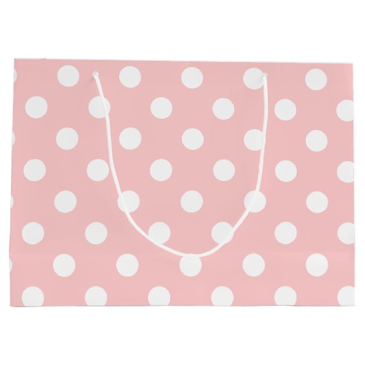 Pink en White Polka Dot Pattern Groot Cadeauzakje (Achterkant)