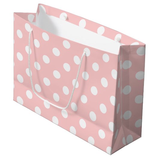 Pink en White Polka Dot Pattern Groot Cadeauzakje (Voorkant Gekanteld)