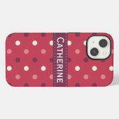 Pink en White Polka Dot Pattern iPhone Hoesje (Achterkant horizontaal)