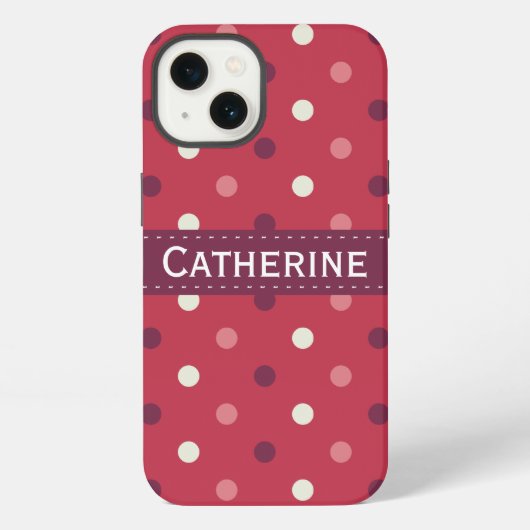Pink en White Polka Dot Pattern iPhone Hoesje (Achterkant)