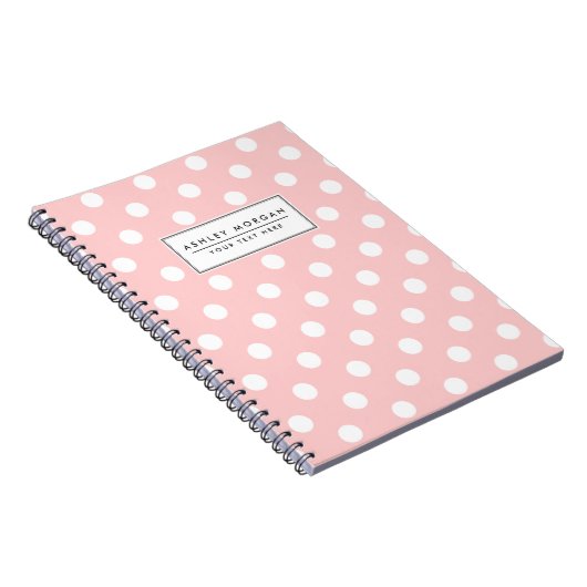 Pink en White Polka Dot Pattern Notitieboek (Rechterzijde)