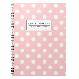 Pink en White Polka Dot Pattern Notitieboek