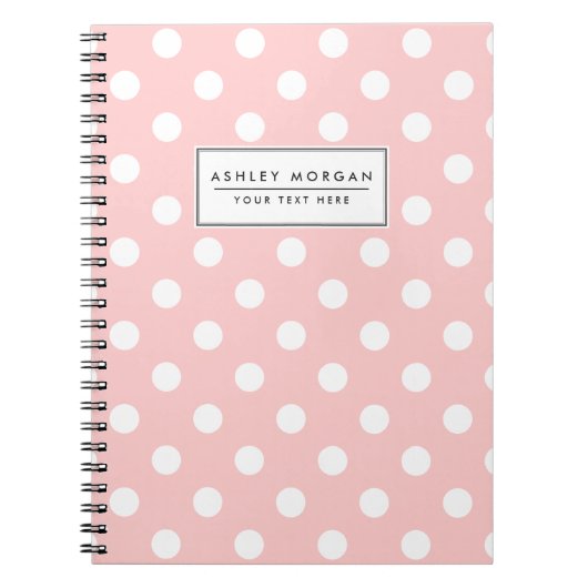 Pink en White Polka Dot Pattern Notitieboek (Voorkant)