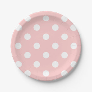 Pink en White Polka Dot Pattern Papieren Bordje