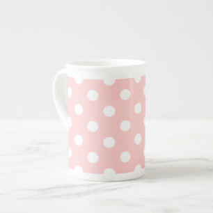 Pink en White Polka Dot Pattern Porselein Kop