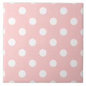Pink en White Polka Dot Pattern Tegeltje (Voorkant)