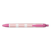 Pink en White Polka Dot Pattern Zwarte Inkt Pen (Achterkant)