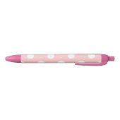 Pink en White Polka Dot Pattern Zwarte Inkt Pen (Bodem)