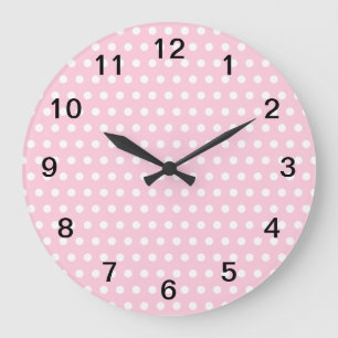 Pink en White Polka Dots Pattern. Grote Klok