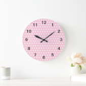 Pink en White Polka Dots Pattern. Grote Klok (Huis)