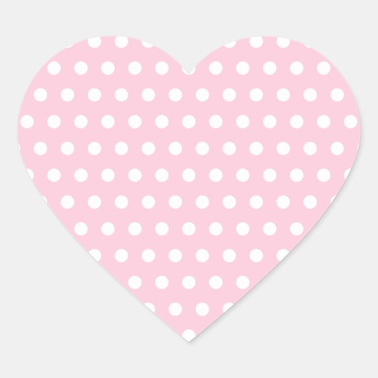 Pink en White Polka Dots Pattern. Hart Sticker (Voorkant)