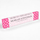 Pink en White Polka Dots Pattern Naambordje