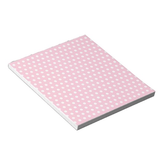 Pink en White Polka Dots Pattern. Notitieblok (Schuin)