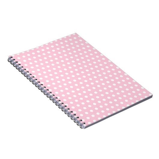 Pink en White Polka Dots Pattern. Notitieboek (Rechterzijde)