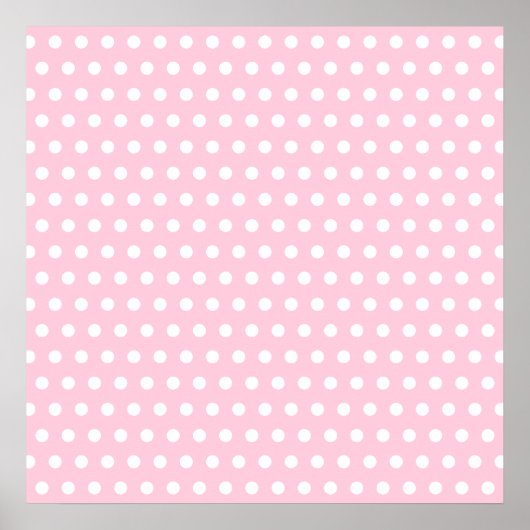 Pink en White Polka Dots Pattern. Poster (Voorkant)