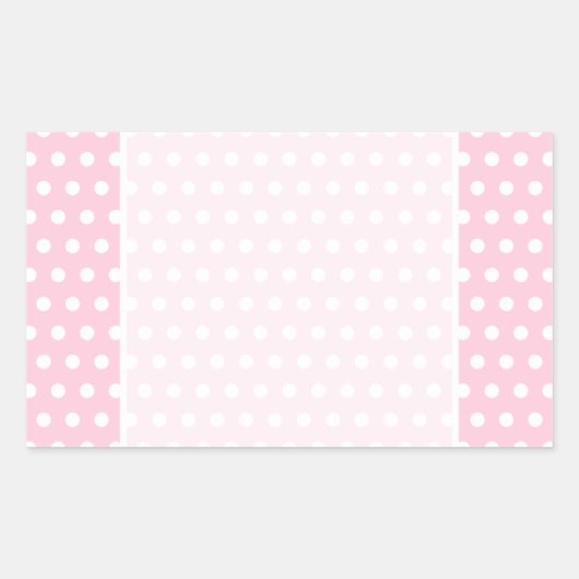 Pink en White Polka Dots Pattern. Rechthoekige Sticker (Voorkant)