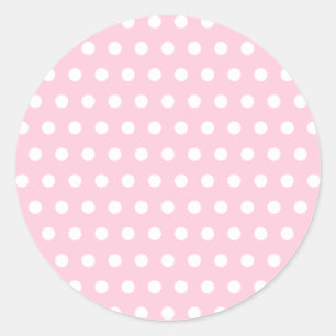Pink en White Polka Dots Pattern. Ronde Sticker
