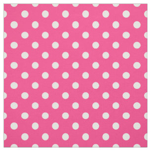 Pink en White Polka Dots Pattern Stof