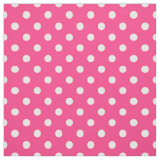 Pink en White Polka Dots Pattern Stof