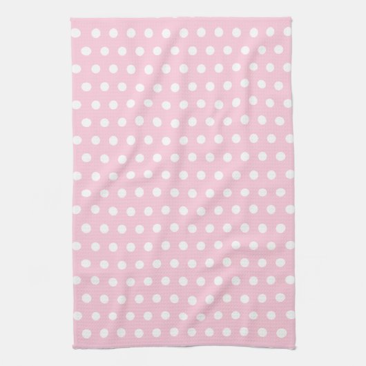 Pink en White Polka Dots Pattern. Theedoek (Verticaal)