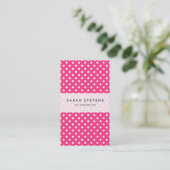 Pink en White Polka Dots Pattern Visitekaartje (Staand voorkant)