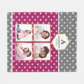 Pink en White Stars Pattern Foto Collage Fleece Deken (Voorkant (Horizontaal))