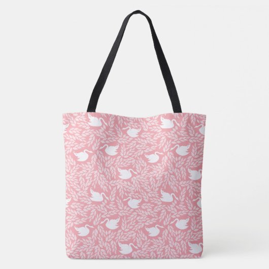Pink en White Swan Pattern Tote Bag (Achterkant)