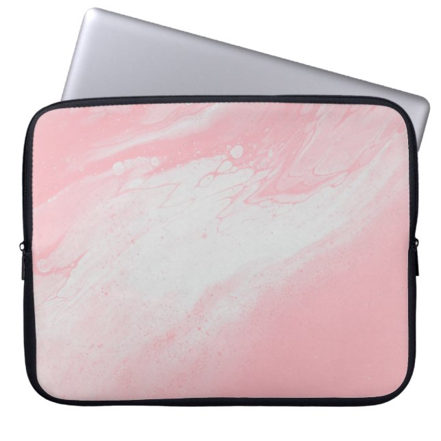 PINK EN WITTE ABSTRACTE SCHIJNEN LAPTOP SLEEVE (Voorkant)