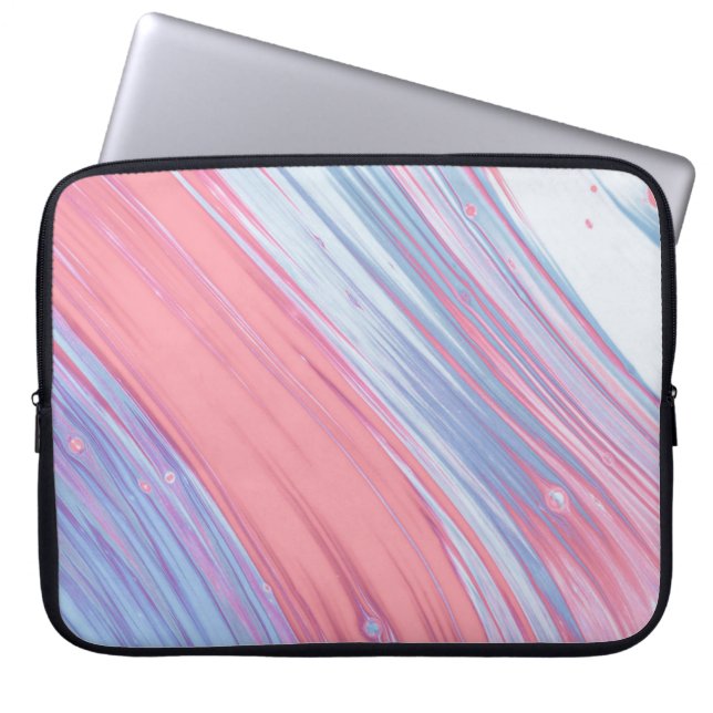 PINK EN WITTE ABSTRACTE SCHIJNEN LAPTOP SLEEVE (Voorkant)