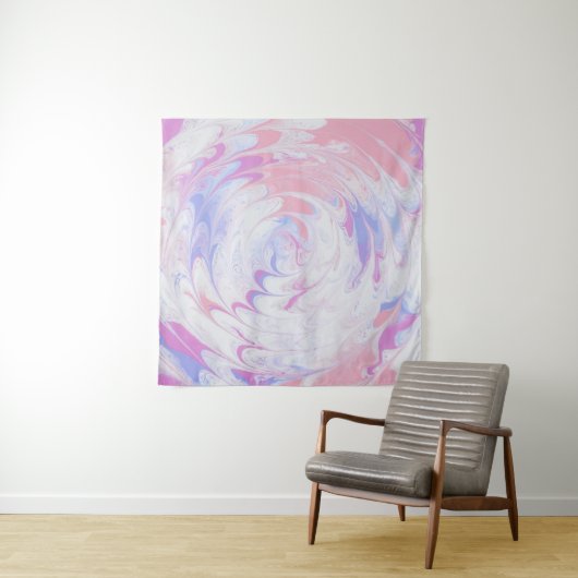 PINK EN WITTE ABSTRACTE SCHIJNEN WANDKLEED (In situ)