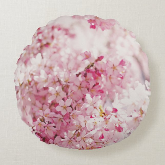PINK EN WITTE CHERRY BLOSSOM ROND KUSSEN (Voorkant)